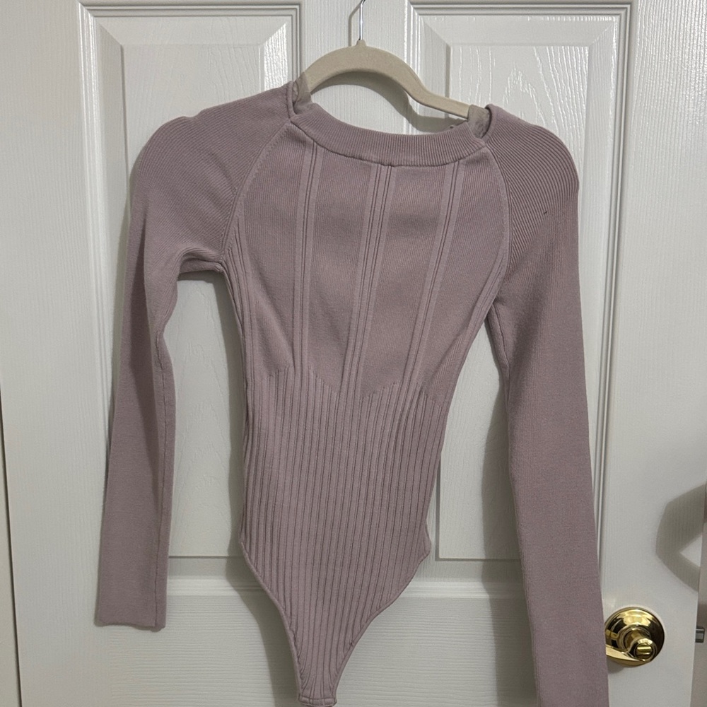 Free People Mauve Long Sleeve Bodysuit